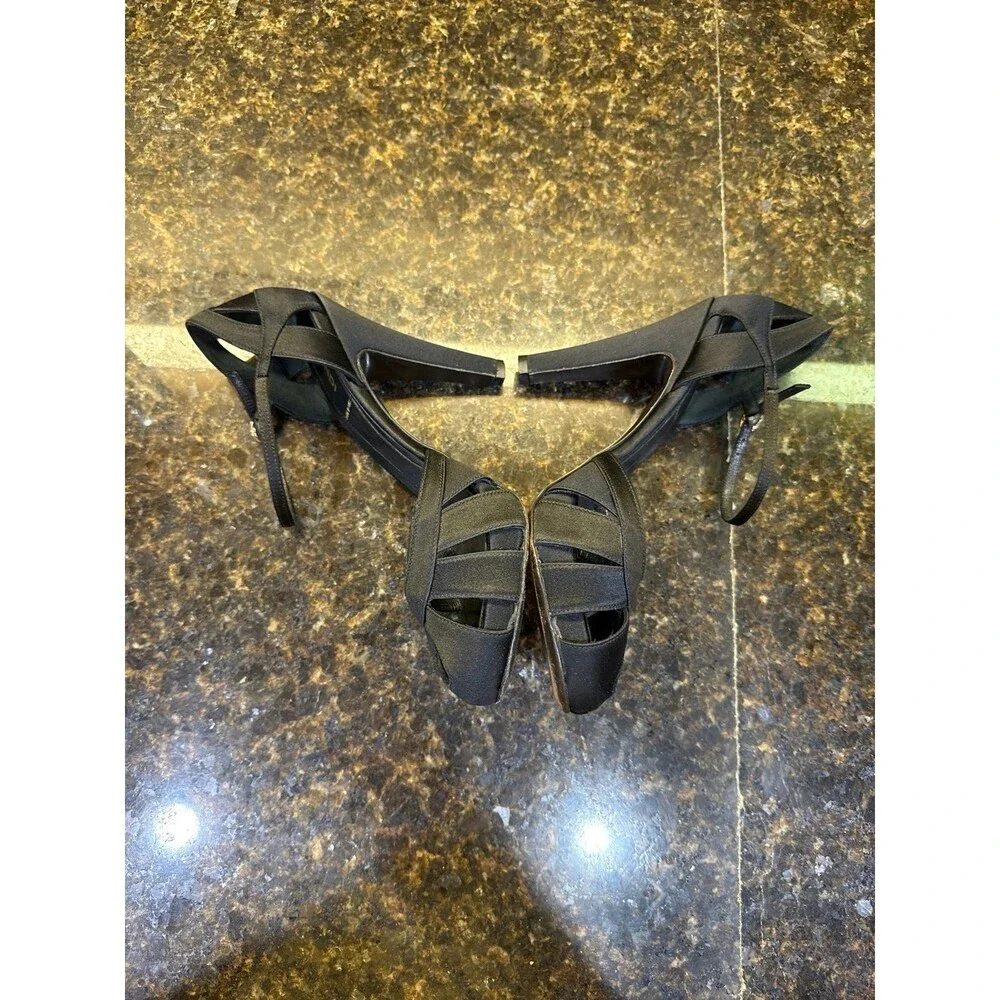 Vintage Fendi Black Satin Sandals Size 37 EU 6 1/2 US GUC - Picture 10 of 12